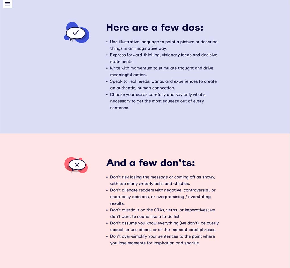 Miro – brand guidelines Dos and Don'ts – Jonathan Wilcock Freelance Copywriter