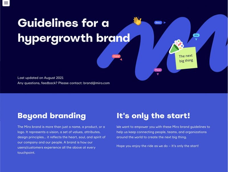 Miro – brand guidelines – Jonathan Wilcock Freelance Copywriter