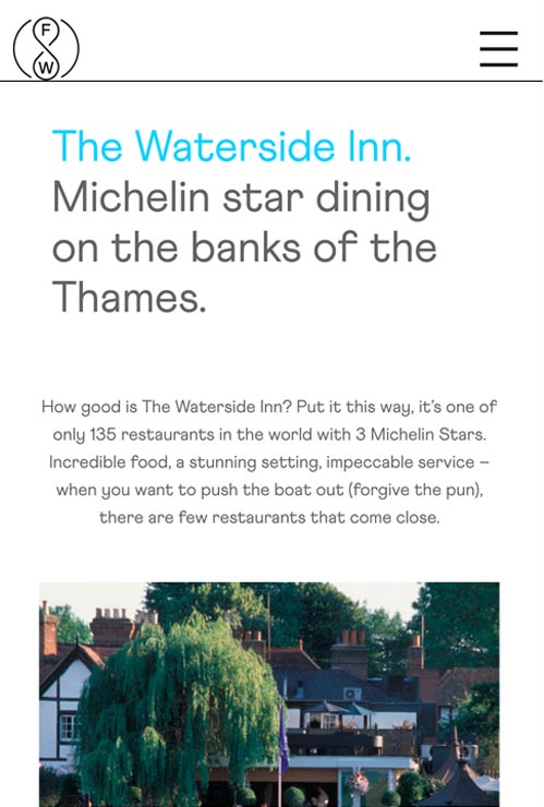 The Future Works – Website Copywriting – Waterside Inn – Jonathan Wilcock Freelance Copywriter