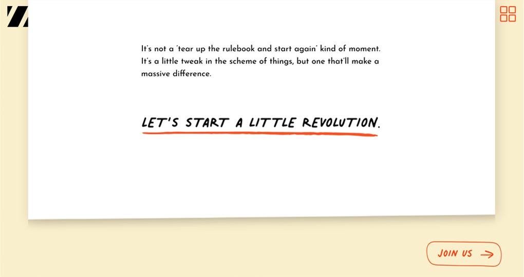 Zest Web Page – A Little Revolution – Jonathan Wilcock Freelance Copywriter