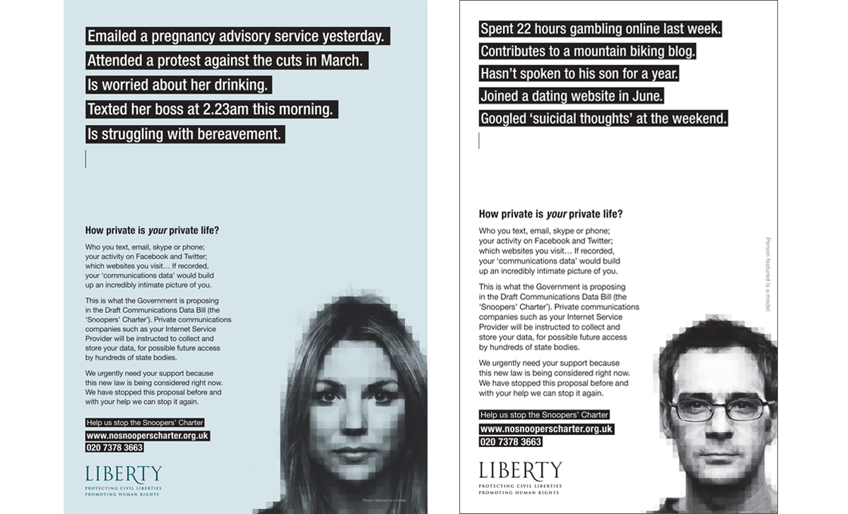 Liberty Human Rights press advertising. Copywriting and Creative Direction by Jonathan Wilcock.