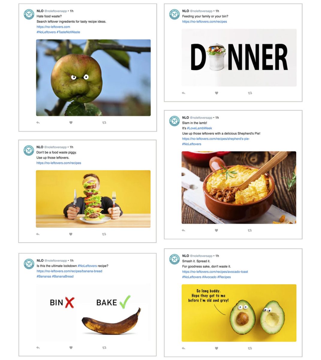 No Leftovers, social media. Copywriting and Content Design by Jonathan Wilcock.