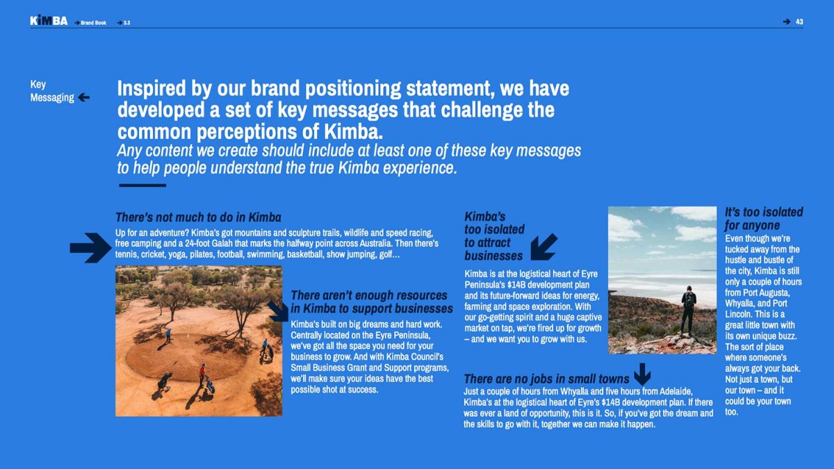 Kimba Brand Book – Brand language and messaging – key messages to challenge perceptions 2