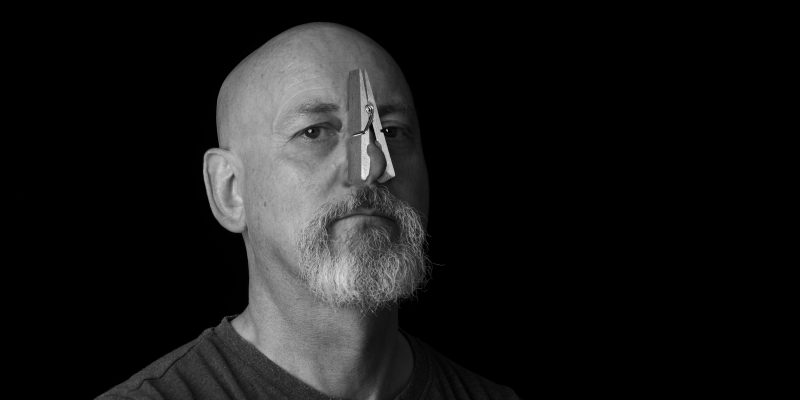 Jonathan Wilcock with a peg on his nose