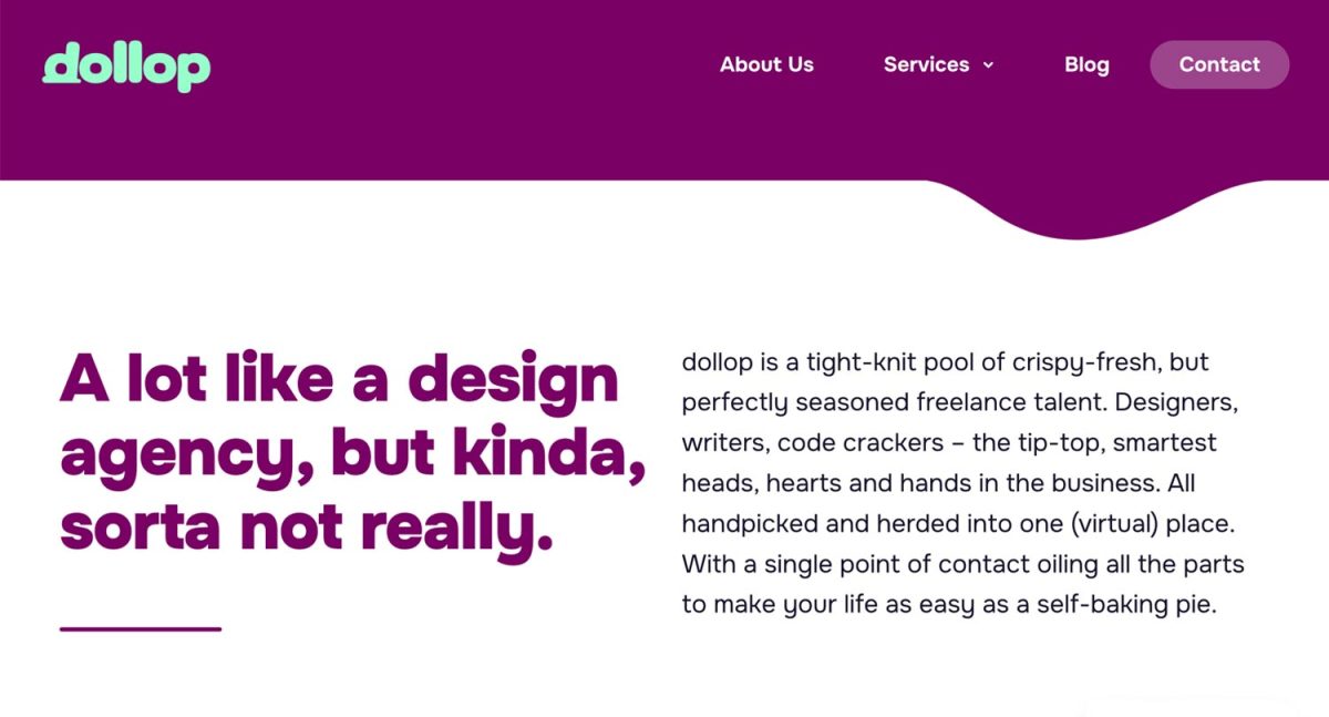 dollop Home page 1 – brand naming, Tone of Voice and Copywriting by Jonathan Wilcock
