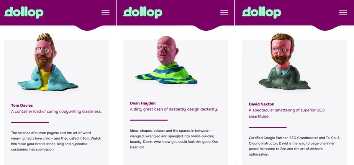dollop Team bios – brand naming, Tone of Voice and Copywriting by Jonathan Wilcock