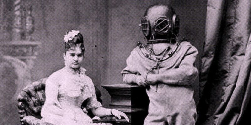 Victorian lady and deepsea diver. Don't wait for the right time to go freelance.