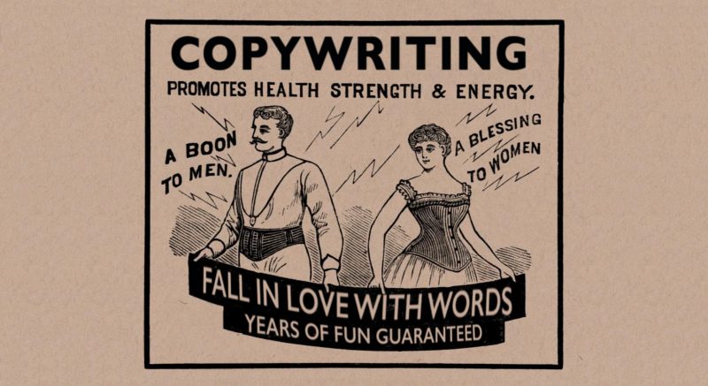 Pastiche of a Victorian advertisement – 'Copywriting promotes health strength & energy.