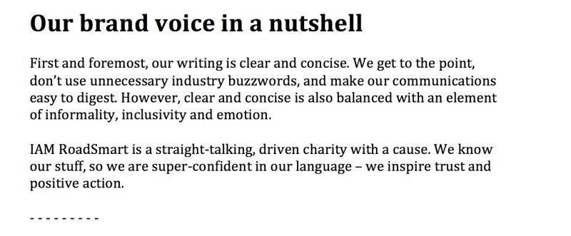 IAM RoadSmart tone of voice in a nutshell – Jonathan Wilcock